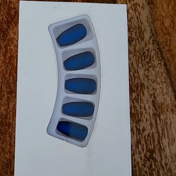 2/$16 Royal Blue Matte Coffin Press On Nails - Picture 12 of 16